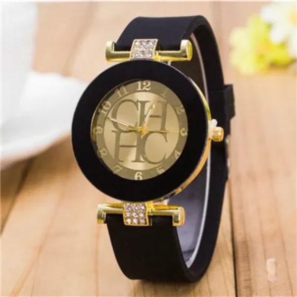 2022 Ny DQG Fashion Luxury Geneva Watch Crystal Quartz Watch Guld Silikon Watch Zegarek Damski E