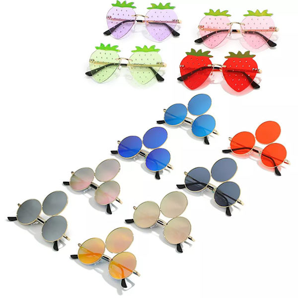 Unika Strawberry Solglasögon för kvinnor Män Festival Party Rave Solglasögon Juldekorationer Street Snap Eyewear Gradient Blue