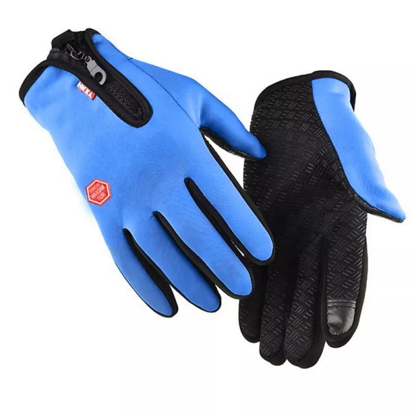 Vinter Kvinnor Herr Handskar Touch Kall Vattentät Motorcykel Cykel Handskar Man Utomhussport Varm thermal fleece Löp Skidhandskar blue L