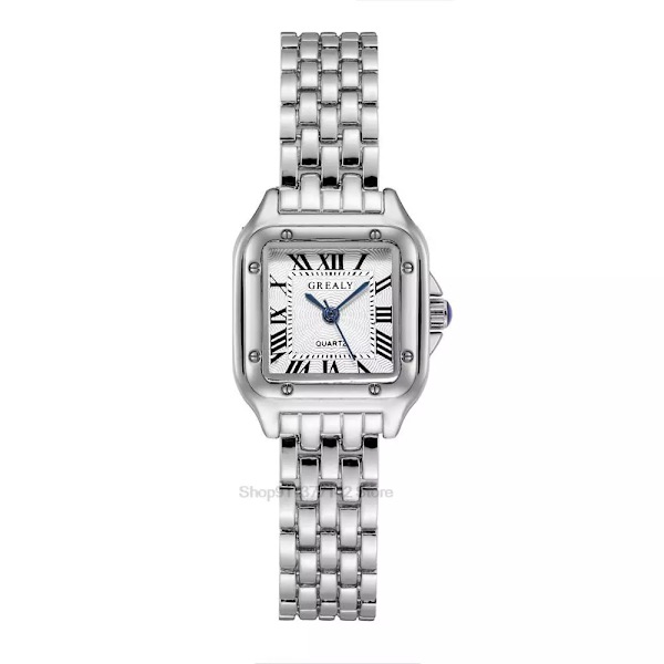 2023 Lyx Dammode Fyrkantiga Klockor Guldlegering Armband Dam Quartz Armbandsur Kvaliteter Klockor i romersk skala silver(.399)