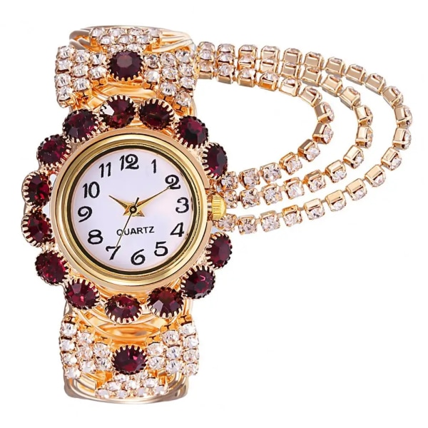 Rhinestone Quartz Watch Shiny Fashion Stable Performance Armband Watch för vardagen Pink