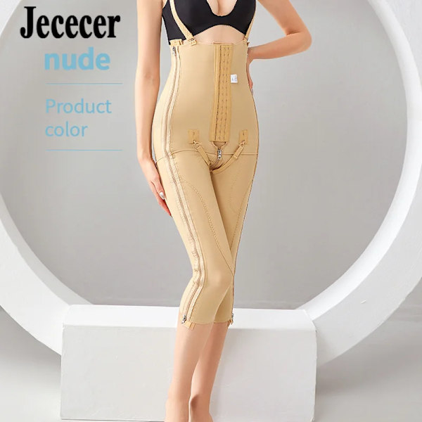 3/4 Längd Dam Spandex Byxor Kontroll Hög midja Medical Joggings Body Shaper Shapewear Underkläder Sträckbara lår Smalare Beige M