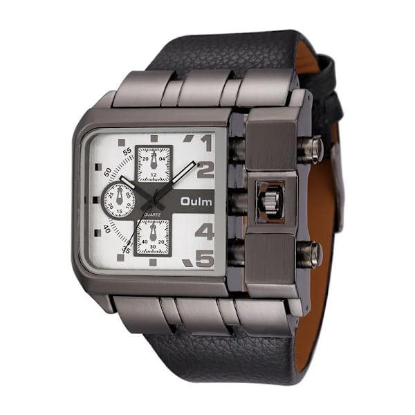 Oulm 3364 Casual Armbandsur Fyrkantig Urtavla Bred rem Herr Quartz Watch Lyx Märke Man Klocka Super Big Herr Klockor montre homme White