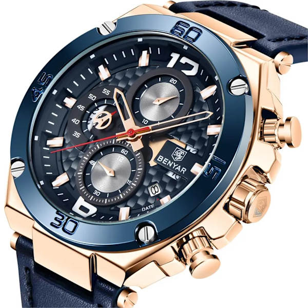 Topp lyxmärke BENYAR 2020 Watch Quartz Multifunktion Sport Chronograph 30M vattentät watch Relogio Masculino Silver Blue