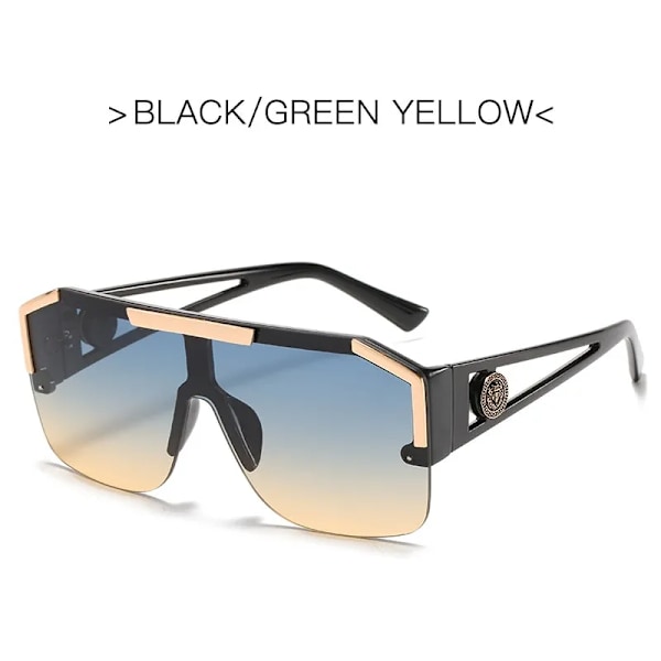 Nya lyxiga överdimensionerade solglasögon för män Brand Designer solglasögon för kvinnor Mode Gradient Square Shades Balck Green Yellow AS Picture