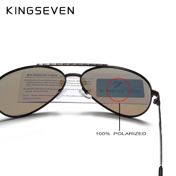 KINGSEVEN 2022 Ny design Aviation Alloy Ram HD Polarized Solglasögon för män UV400-skydd Gold Green