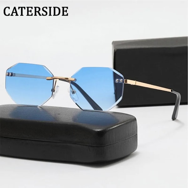 CATERSIDE Fashion Lady Solglasögon Irregular Trend Solglasögon utan bågar Polygon Small Ram Glasögon Oculos De Sol UV400 C05 As Photos Showing