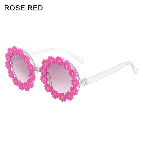 Mode Daisy Flower Solglasögon för kvinnor Retro Blomma Runda Solglasögon Roliga Disco Festival Festglasögon Vuxna Sommarskydd Rose Red Flower