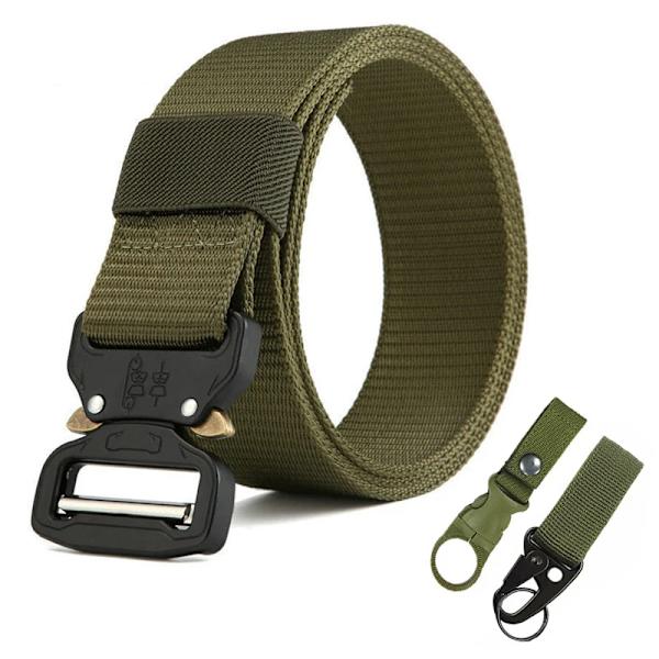 MEDYLA Officiellt äkta herrbälte Utomhussport Nylon Metallspänne Bälte Fritid Bergsbestigningsbälte Nödöverlevnadsbälte ArmyGreen 1-PK2 120cm