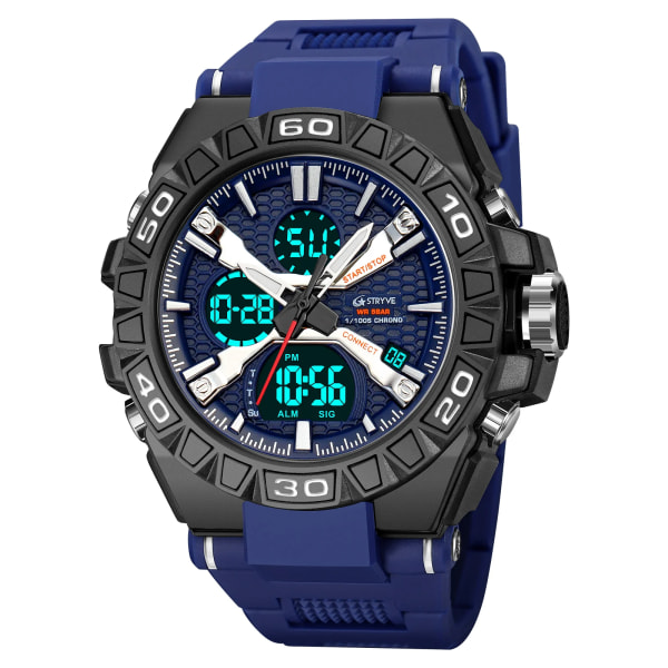 Ny STRYVE- watch för män högkvalitativ digital-analog Dual Movement 5ATM vattentäta klockor Mode sport watch 8025 8026 blue