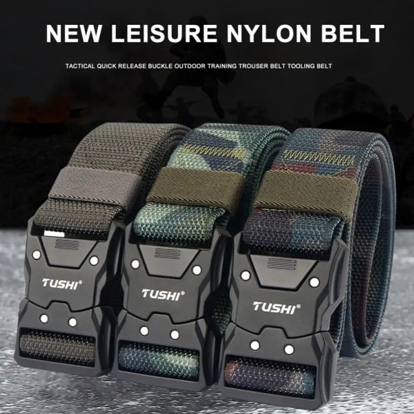 Herrbälte Army Style Stridsbälten Quick Release Militär Utomhusträning Jakt Vandringsverktyg Midjeband Nylon Taktiskt bälte A05 one size