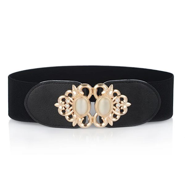Kvinnors brett bälte dam guld designer elastiskt band med klänning jacka Dam lyxiga bälte tillbehör brett bälte x279 272-Red One Size