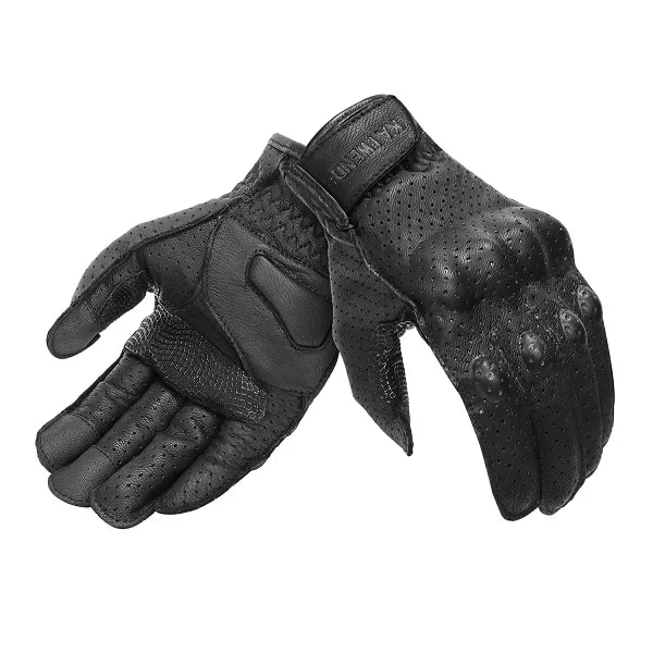 Motorcykelhandskar Dam Mentouch Skärm Premium Läder Svart Gul Brun Cykelhandske Motorcykel Motorcross Vante Men KW05(.102) M