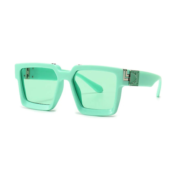 SHAUNA Retro fyrkantiga solglasögon Kvinnor Märke Designer Sommarstilar Godisfärger Mode Silver Spegelskärmar Män UV400 Green Green as the picture