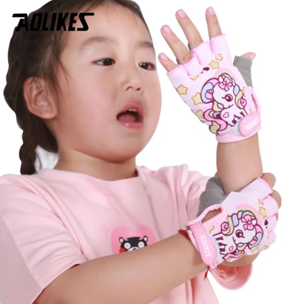 1 par Barn Cykelhandskar Barn Half Finger Cykelhandskar Utomhussport Barn Pojke Flickor Andningshandskar Ridutrustning Little dinosaur M