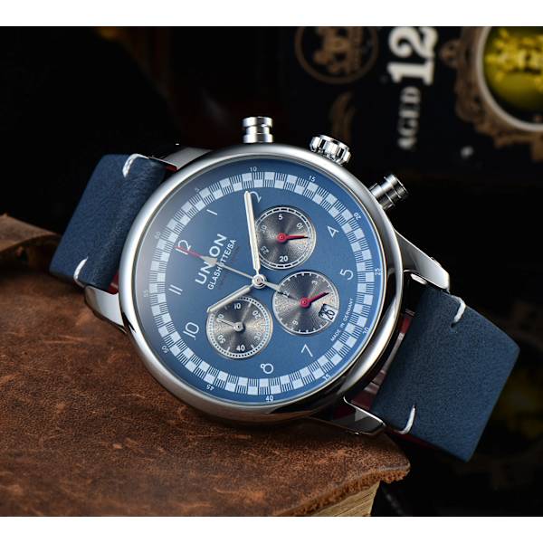 UNION GLASHUTTESA Klockor för män med watch Watch män Vattentäta herrklockor Lyxig originalklocka blue