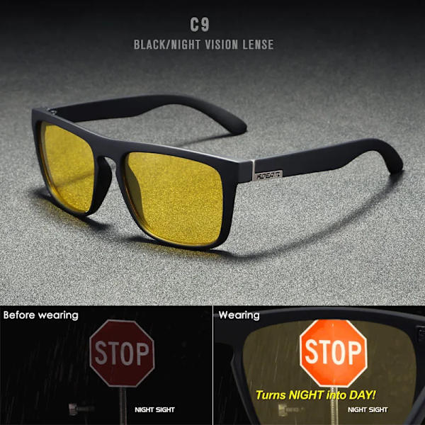 KDEAM Polarized Designer Square Solglasögon Herr eller Dam Elastisk målarram Spegel Solglasögon 17 färger tillgängliga C9 Night Vision