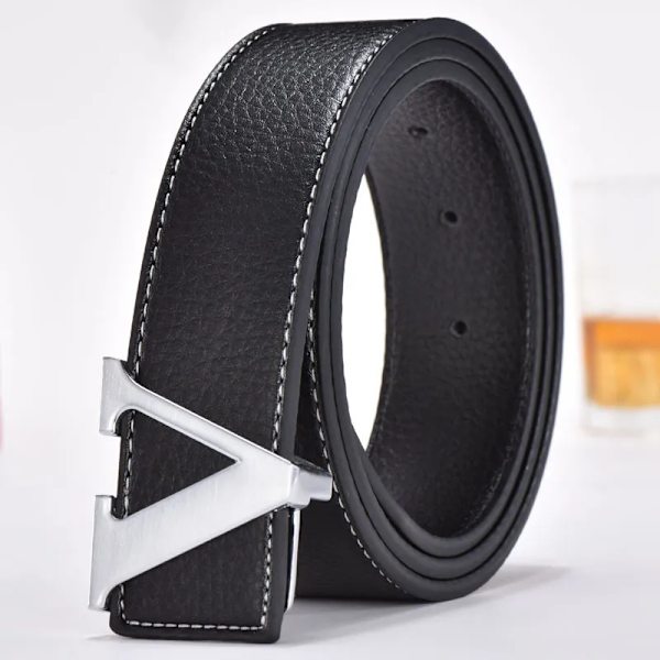 2022 Lyxdesigner Märke Pin Spänne V-bälte Herr Hög kvalitet Kvinnor Herr Klänningsrem i äkta läder för jeans Midjeband N31 BLACK SILVER 110cm