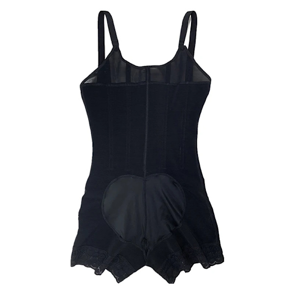 Högkompression helkroppsformkläder med krok och öga Frontstängning Shaper Justerbar BH Slimming Bodysuit Fajas Colombianas Black L