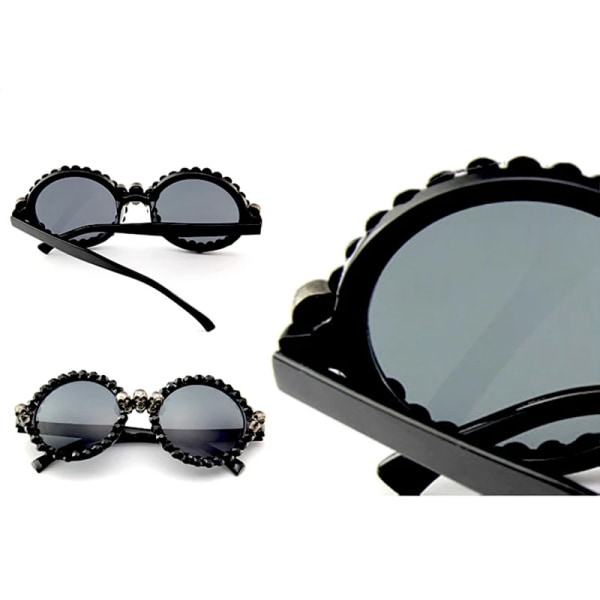 Gothic Skull Solglasögon Halloween Christmas Cat Eye Crystal Punk Solglasögon lyx designer vintage gafas de sol mujer Square Black