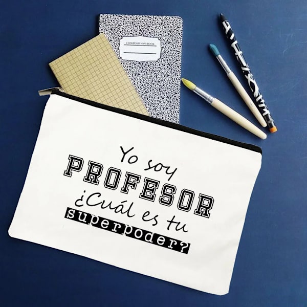 Yo Soy Profesor Cual Es Tu Superpoder Spanska sminkväskor Lärare Canvas Penna Förvaringspåse Resetoalettartiklar Organizer Presenter W01321-TBWH-D