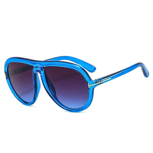 SHAUNA Retro Oversized Pilot Solglasögon Dam Modemärke Designer Gradient Shades UV400 Män Ovala solglasögon Blue gray gradient As the picture