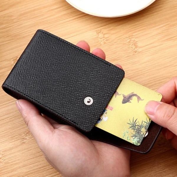 2022 New Arrivals Unisex Läder Business ID Kreditkort Plånbokshållare Namnkort Case Pocket Organizer Pengar Telefon Myntväska Black(B)