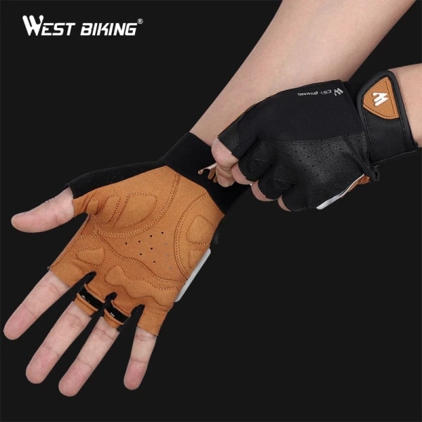 WEST BIKING Half Finger Cykelhandskar Utomhussport MTB Cykelhandskar Pad Andas Cykel Motorcykel Fiske Cykelhandskar 215 BLACK M