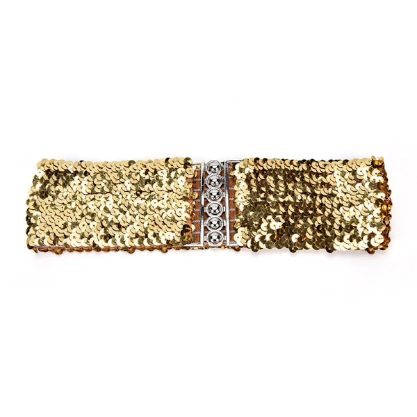 Mode Metallic Paljett Dam Klänning Bälten Cool Punk Shinny Cummerbund Elastisk Stretch Bred midjeband Free Ize Bred Stretch Bälte Gold