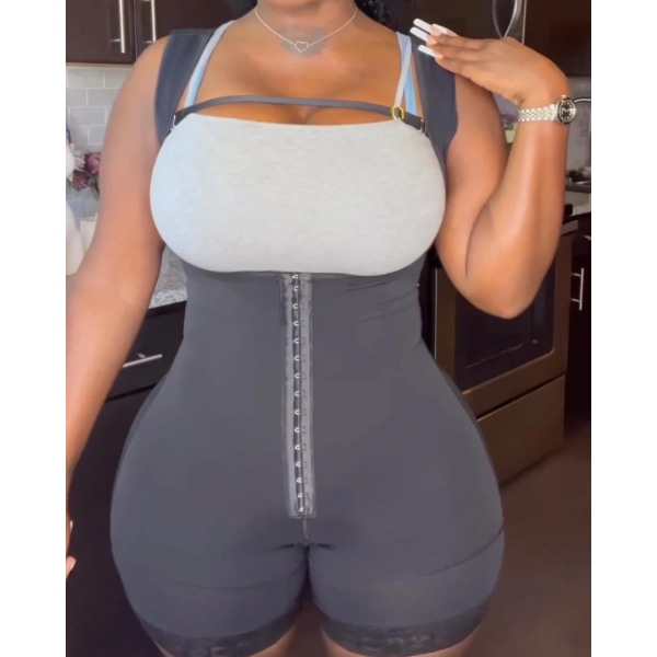 Fajas Colombianas Kroppsformare för kvinnor Bröststöd Sida Långärmad Magkontroll Lång Body Shapewear Waist trainer Black M