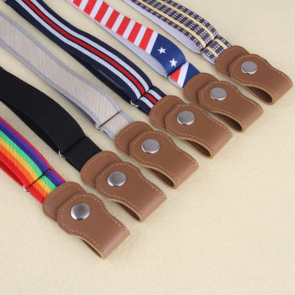 Barns osynliga bälte Elastiskt latbälte Inget besvärligt Baby Snap Typ Pojkar och Flickor Dagis Barn Småbarn Härligt bälte Khaki Grey