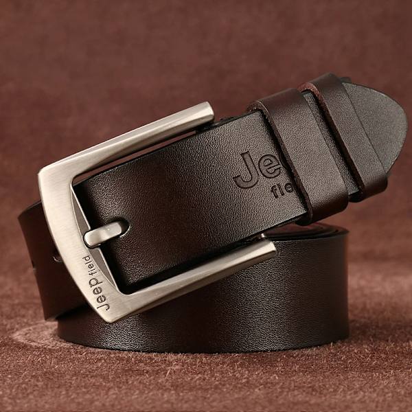 BekeleBOLO mäns bälte läder bälte män herr äkta läder rem lyxigt nål spänne casual herr bälte Cummerbunds ceinture JEEPFFK-Coffee 110cm