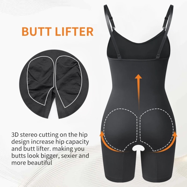 Shapewear för kvinnor Waist Trainer Seamless Body Shaper Briefer Faja Tummy Control Butt Lifter Black-2pieces XL