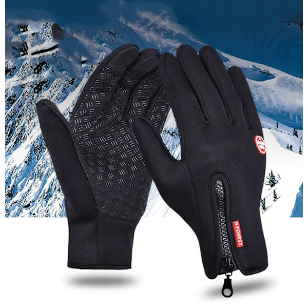 1 par handskar Anti-halk Vindtät thermal varm pekskärmshandske Andas Tactico Vinter Herr Dam Svarta Dragkedja Handskar Black M