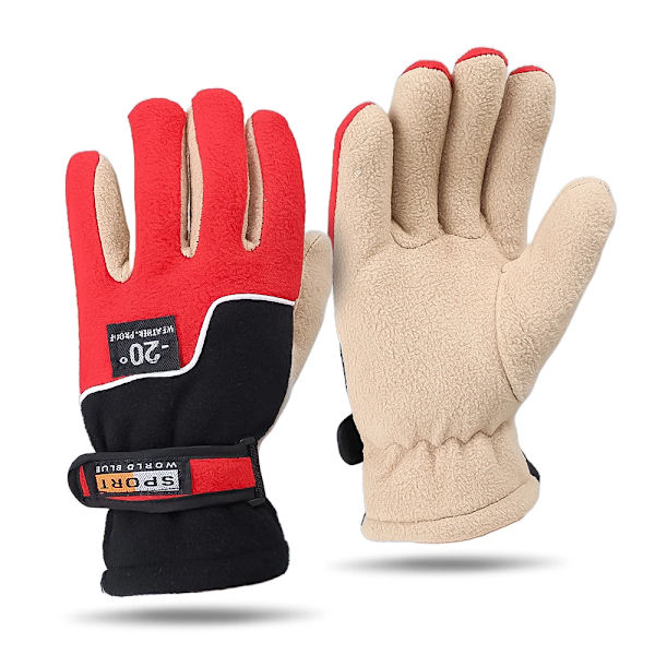 Män Vinter varm fleece thermal motorcykel thermal varma handskar Polar fleece vantar för män kvinnor snö sporthandskar A - Red