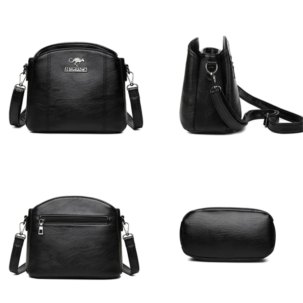 Små crossbody-väskor i massivt läder för kvinnor Nya enkel väska med flera fickor, designer Casual axelväskor Sac A Main Green-2