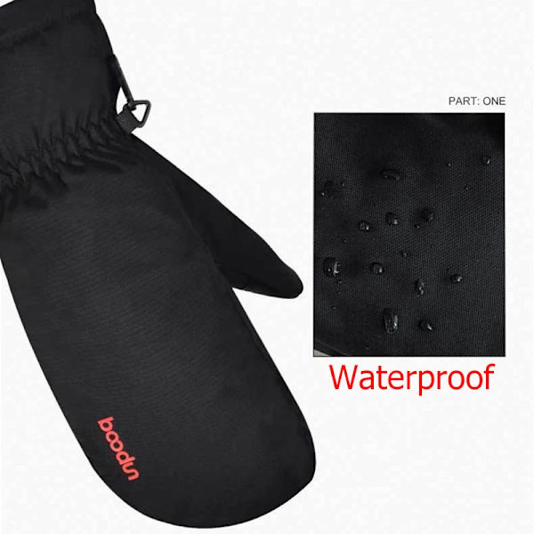 Boodun Vinter Varma Cykelhandskar Herr Dam Snowboard Handskar Snö Vattentät Vindtät Vantar Snö Handske Thermal Skidhandskar Gray S