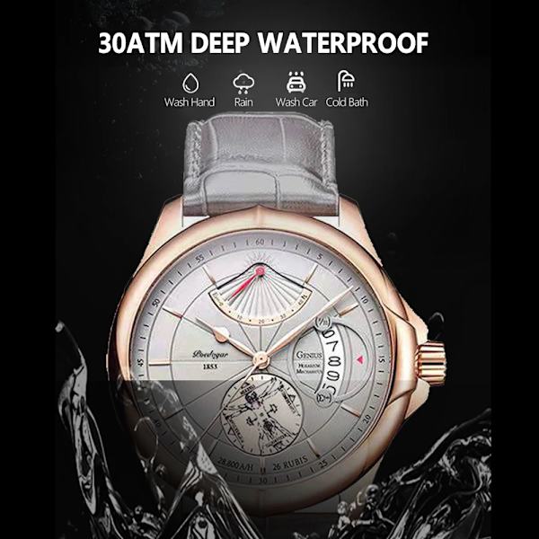 Schweiziskt märke POEDAGAR Sport Watch 2022 New Fashion Big Dial Armbandsur Luxury Waterproof Calendar Quartz Läder Watch Black Gold Leather