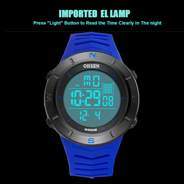 Digital watch Militär Vattentät Sport Märklockor Gult band 50M Dykning Mode Elektroniskt armbandsur Taktiska manklockor Green watch
