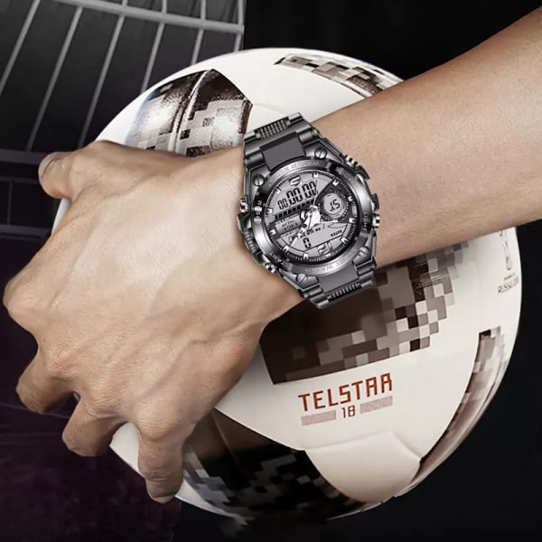 LIGE Watch för män Toppmärke 50 m vattentät armbandsur LED-väckare Watch Casual för män Man Relogios Masculino Silver black