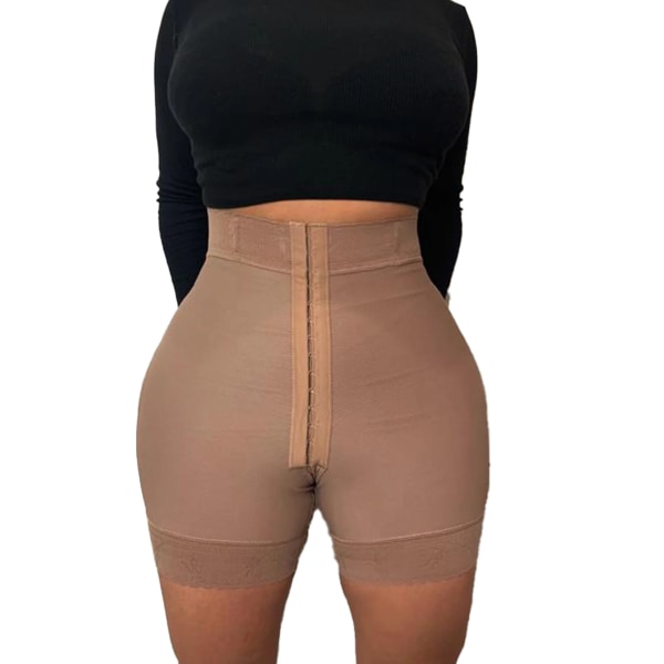 Platt maglyftare för kvinnor Flerfärgad treknäppt elastisk höftshorts Shapewear Underkläder Hemkläder för kvinnor Khaki L