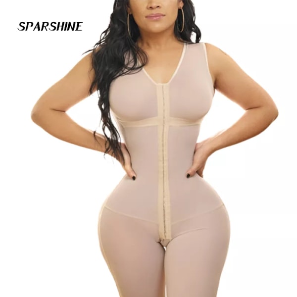 Kvinnor Andas Shapewear Stark 3-nivå spänne Bodysuit med Arotch öppning Viktminskning Fajas Colombianas Beige M