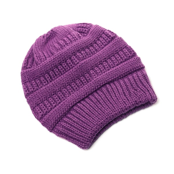 25 Färgade Enfärgade Beanies Kvinnor Stickade Beanie Hatt Mode Höst Vinter Varma Hattar SkulliesCap För Kvinnor Violet