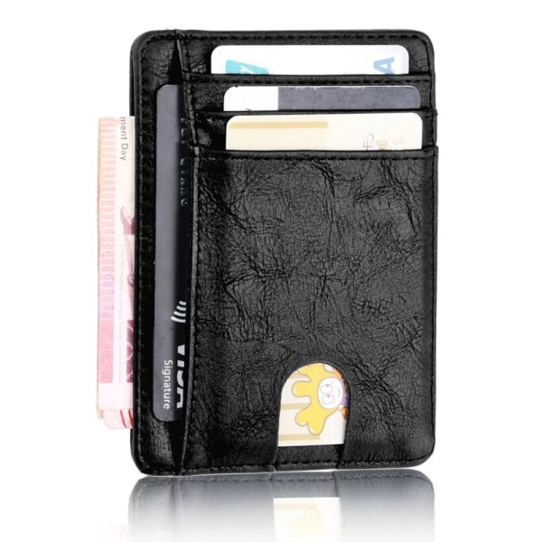 Män Minimalistisk Slim Korthållare Mikrofiber Läderkort Plånbok Line Ultra Tunn Mini Liten Rfid ID-korthållare Handväska Man Kvinnor Crisscross Coffee