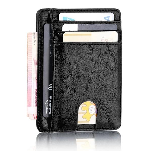 Män Minimalistisk Slim Korthållare Mikrofiber Läderkort Plånbok Line Ultra Tunn Mini Liten Rfid ID-korthållare Handväska Man Kvinnor Fiber Coffee