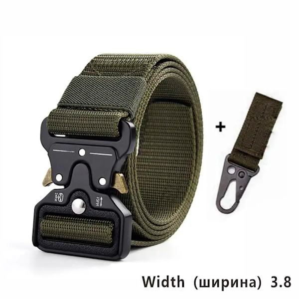 5,0 cm brett armébälte taktiskt militärt nylon midjebälten Quick release Jaktträning Stark metallspänne polis 3.8cmgreen 1hook 125cm