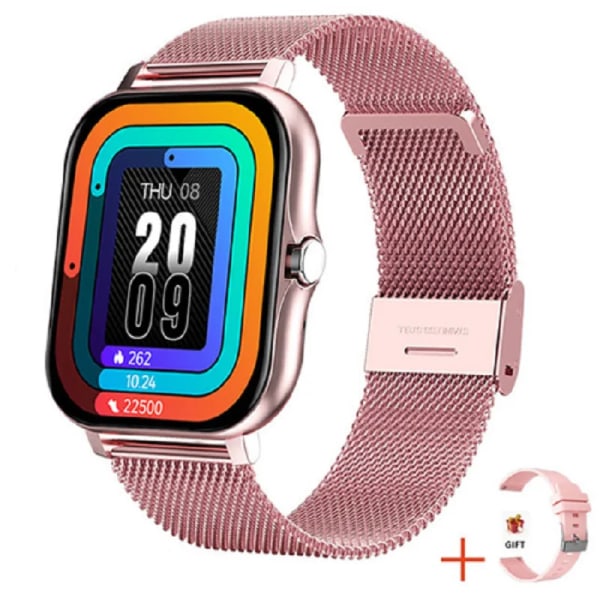 ny Smart Watch Herr Dam Present Sport Fitness Hälsa Pris Monitor call Digital Smartwatch Armbandsur klockor metall telefon Pink(.1467)