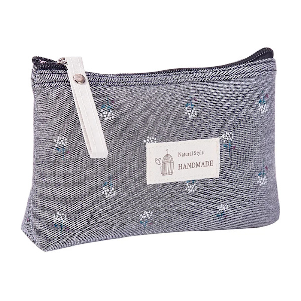 eTya Mode Canvas Kosmetikväska Kvinnor Blommor Blixtlås Små sminkväskor Organizer Canvas Mini Lady Toalettväska Påse blue