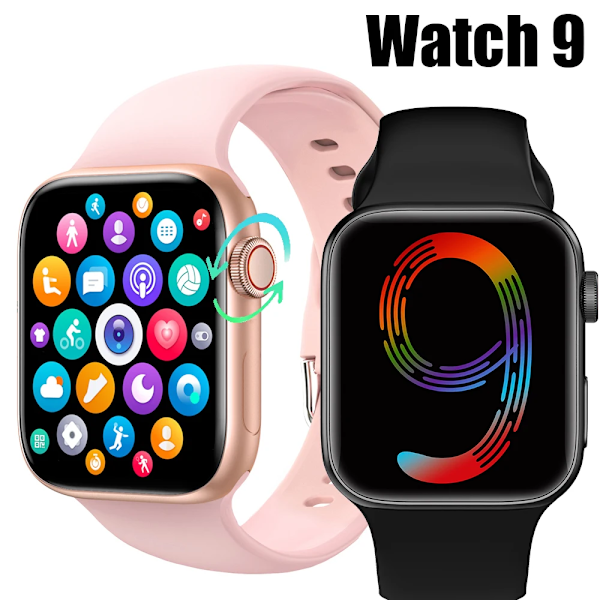 IWO Series 9 Smart Watch I9 Pro Max Trådlös laddning Bluetooth -samtal Sport Sömnpuls Män Kvinna Smartwatch För Apple-telefon Pink With Original Box