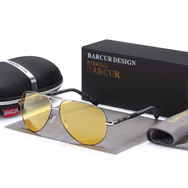 BARCUR Solglasögon för män Polarized UV400 Skydd Körning Solglasögon Kvinnor Man Oculos de sol Silver Night BARCUR